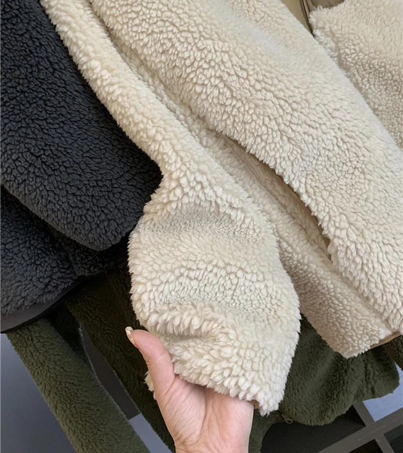 Japanischer Sle Eepskin Velvet Herbst Winter Winddichter warmer Cosite Fce Stehkragen Jaet Ex Garderoben-Ential