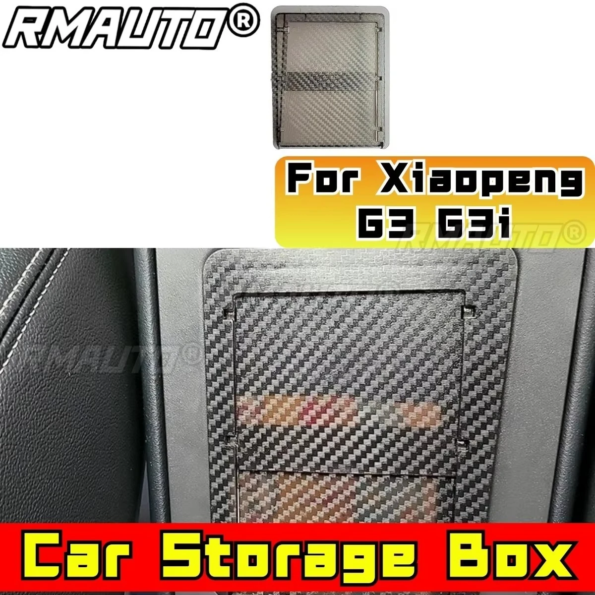 Carbon Look Car Storage Box Armrest Box Storage Accessories For Xiaopeng Motors G3 G3i Car Storage Body Kit Exterior Part