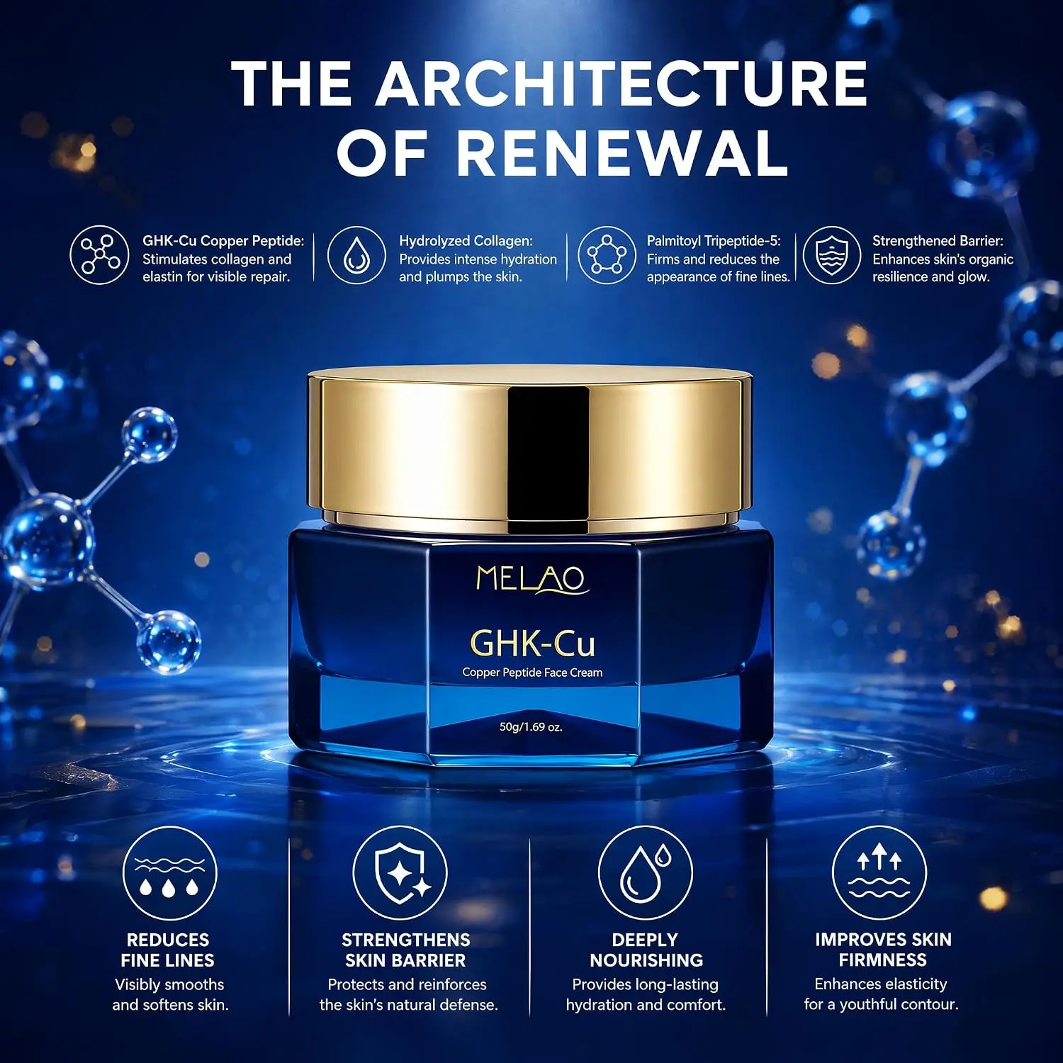 GHK-Cu Copper Peptide Facial Serum Firming, Deep Hydration And Boost & Skin Repair Moisturizing Cream Strengthens Skin Barrier