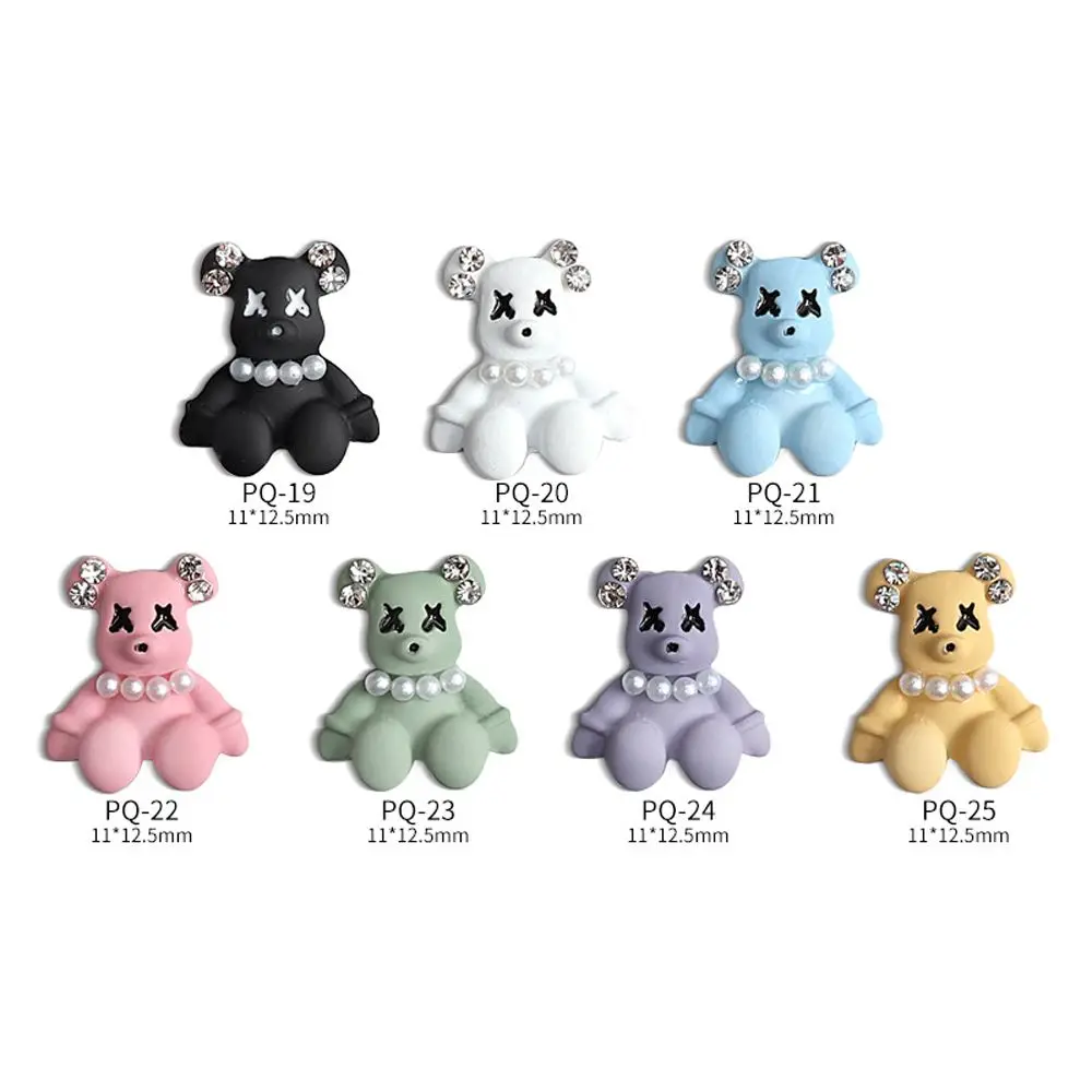 Kawaii Resina Zircão Prego Encantos, Acessórios de Manicure, Pérola, 3D Urso, Urso, Strass, Nail Art Decoração, Nail Art Jóias