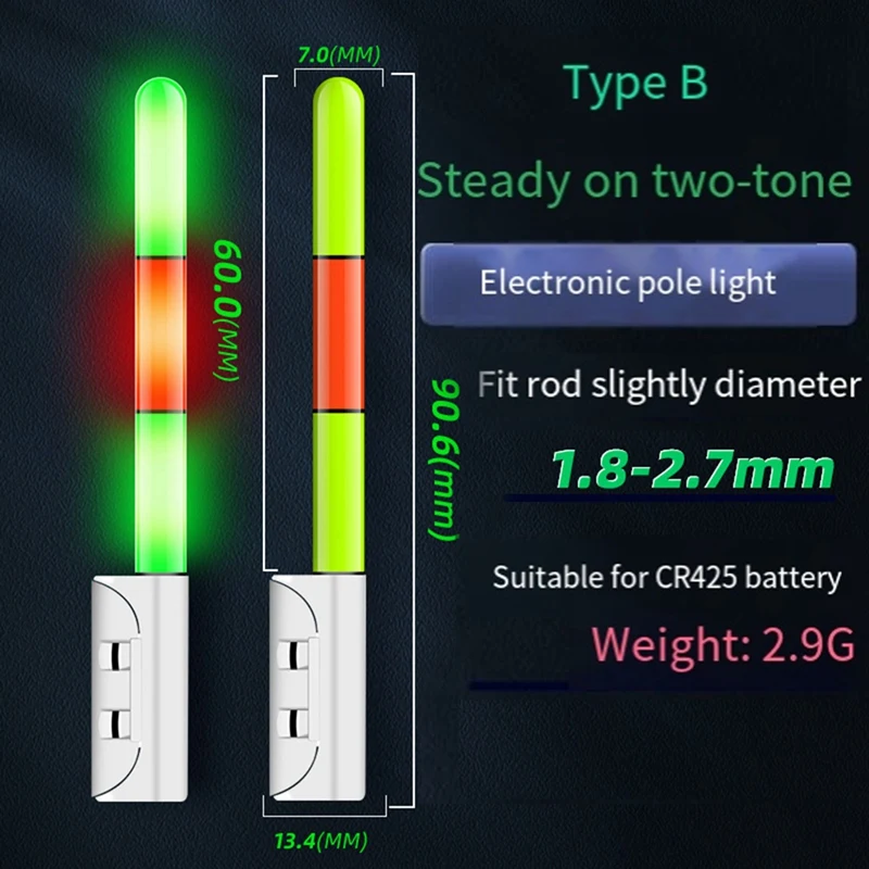 3PCS Fishing Lamp Electric LED Stick Light Night Fishing Tackle Accessory Luminous Float Durable (Steady On, Flash, Two-Color)