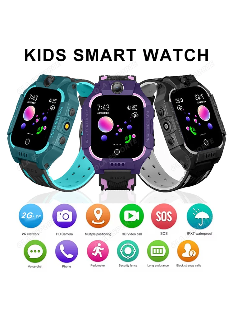 Kinderen Smart Watch SIM-kaart GPS HD Camera Video-oproep SOS Locatiemonitor Smartwatch voor kind Jongen Meisje Smart Watch Student Geschenken - afbeelding 2