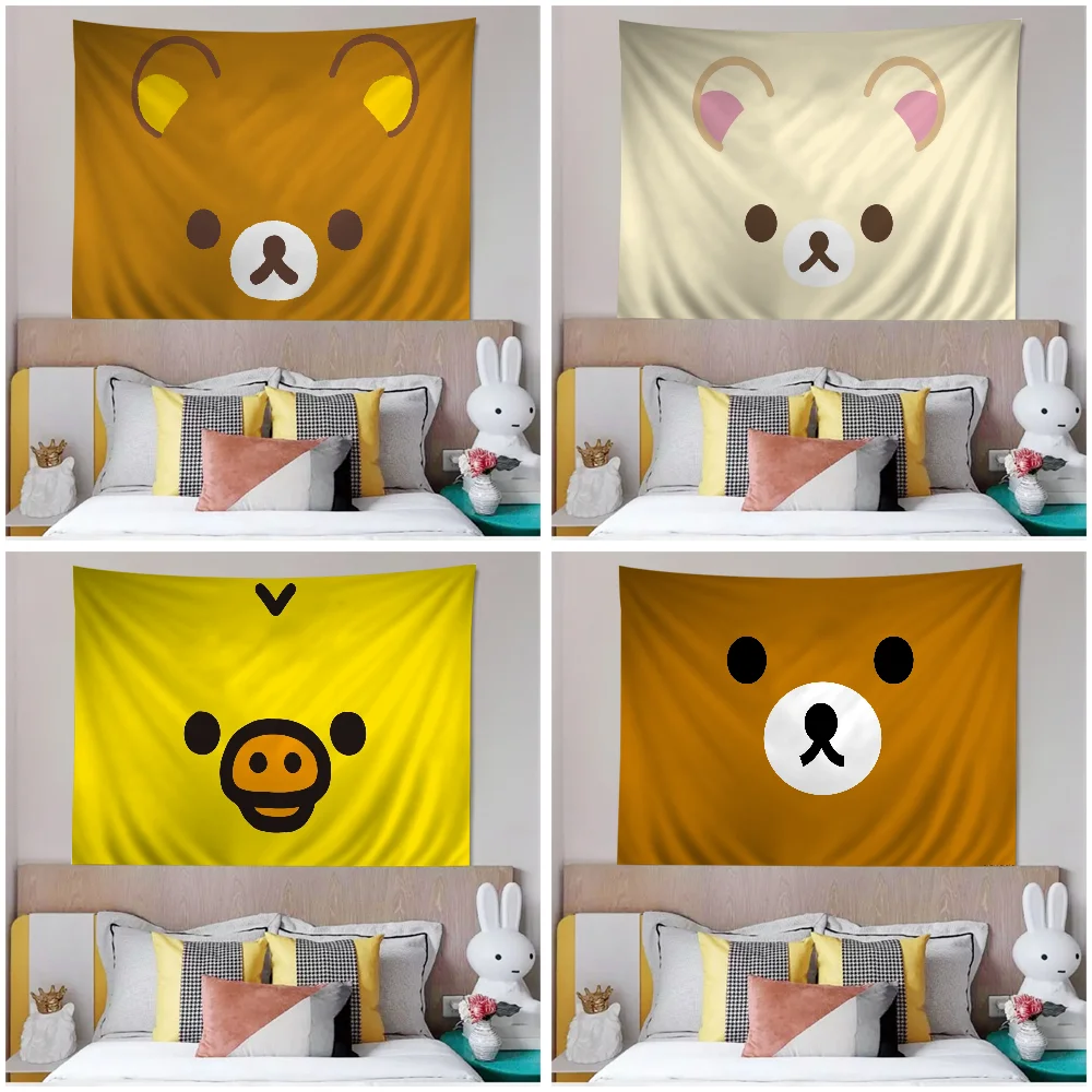 Kawaii Rilakkuma Bär hängender böhmischer Wandteppich böhmische Wandteppiche Mandala Kawaii Raumdekoration