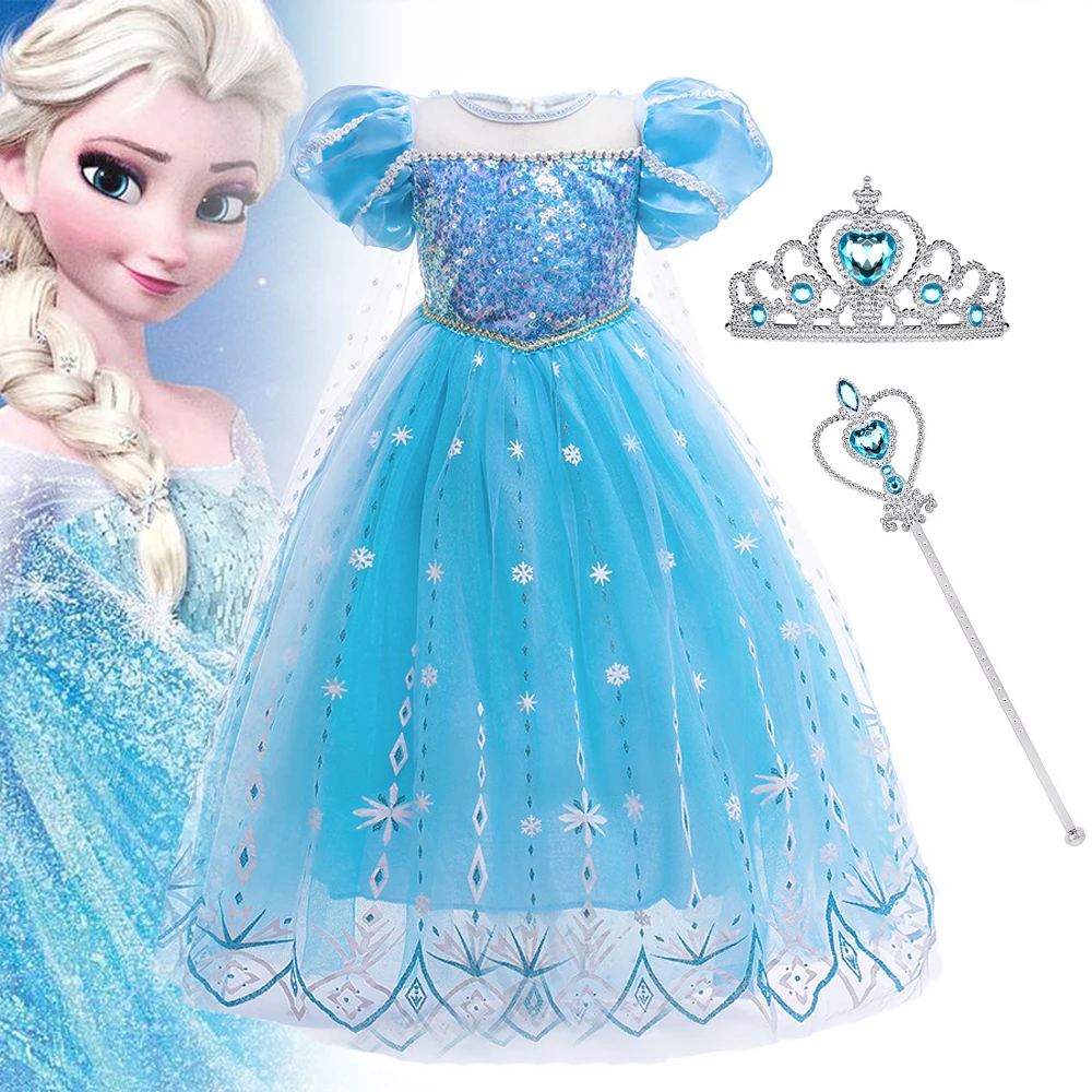 

Girls Snow Queen Elsa Kids Costumes For Girls Carnival Party Prom Gown Robe-Playing Children Clothing Princess Dress Vestidos