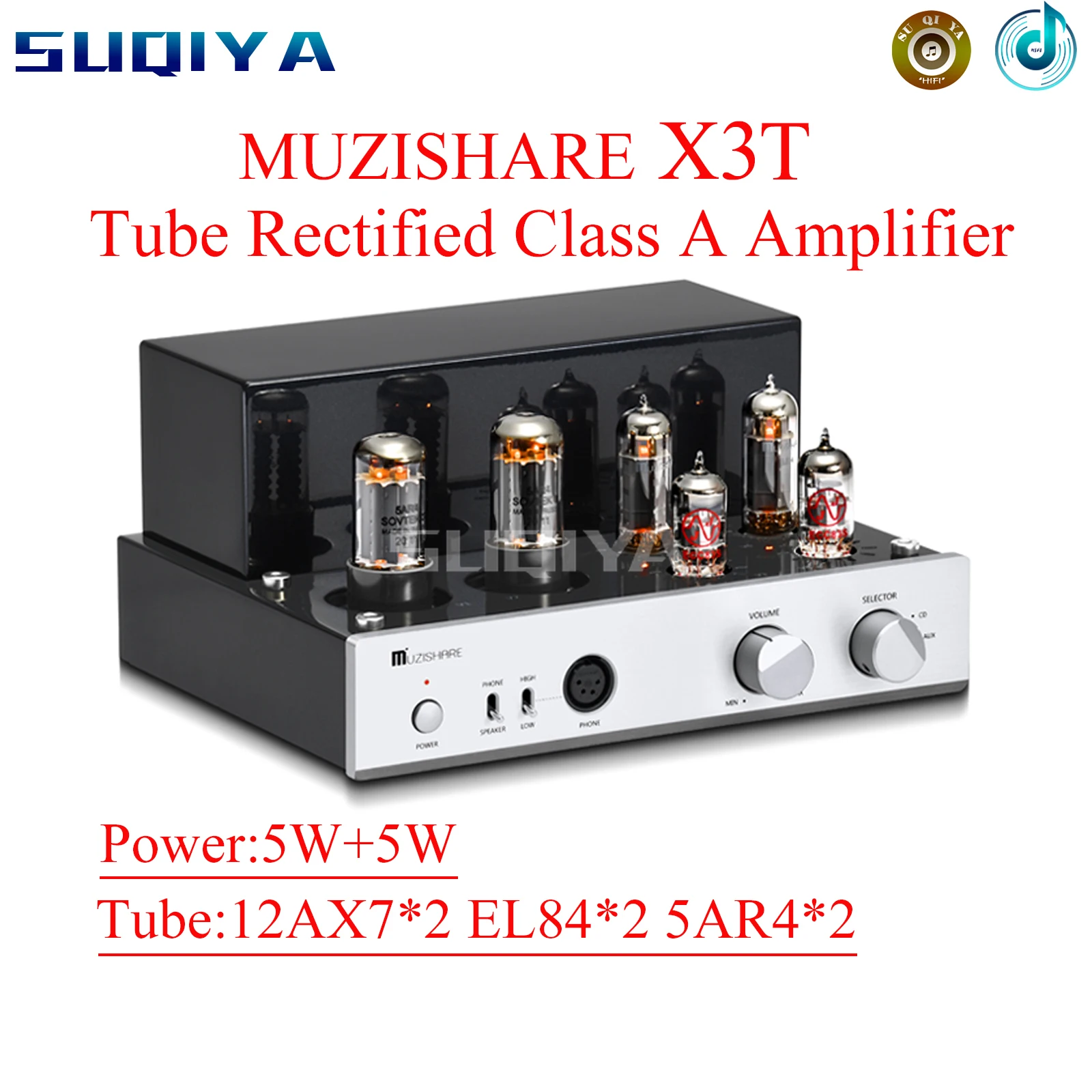 

SUQIYA-MUZISHARE X3T 5AR4*2 Dual Rectifier Circuit Integrated Vacuum Tube Amplifier EL84*2 Pure Class A Single-ended Power Amp