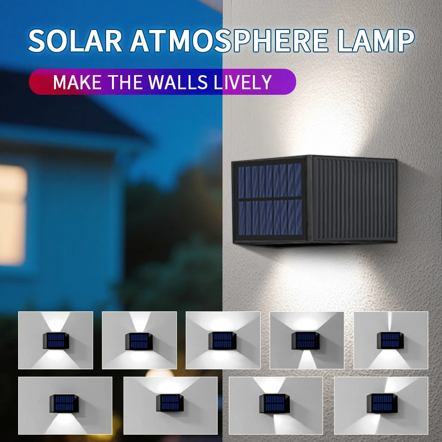 

LED solar wall lamp waterproof wall lamp ABS 5W IP65 Adjustable for up and down lighting porch and courtyard Decoration LIGHTS