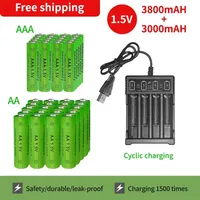 AA AAA 1.5V Rechargeable Battery 3800mAh 3000mAh with USB Charger for LED Flashlight Toys Remote Control Electronic Devices