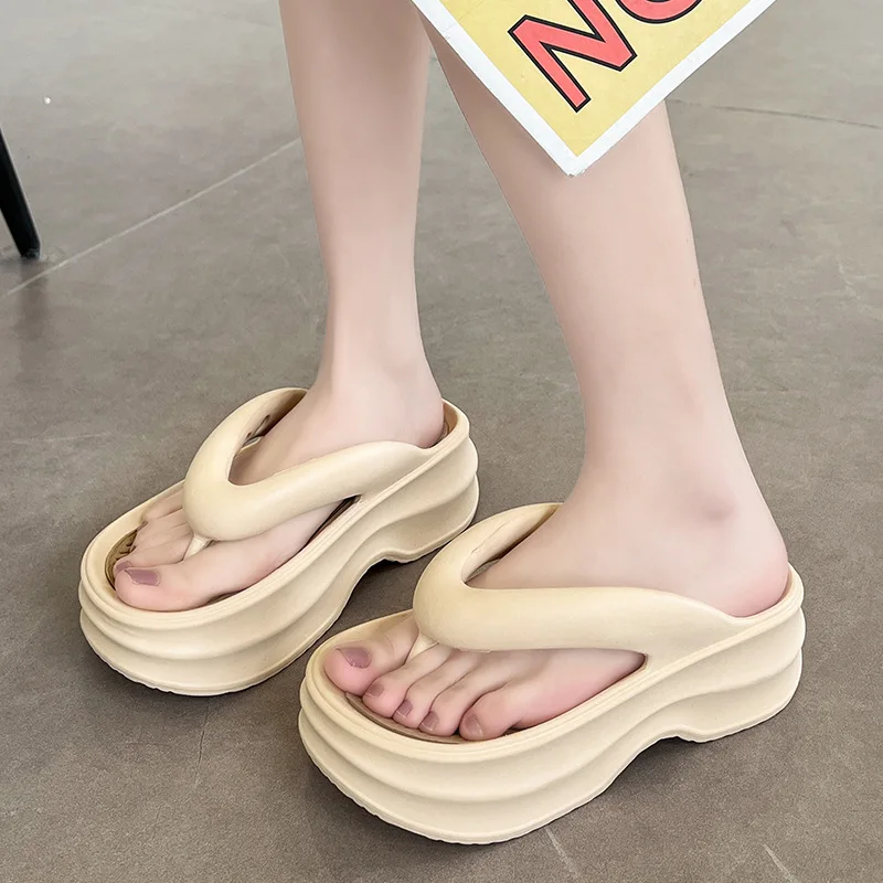 2024 New Arrival Platform Flip Flops Women Summer Slippers Female High Heel Shoes Mix-colors Soft Sole Girls Beach Street Slides