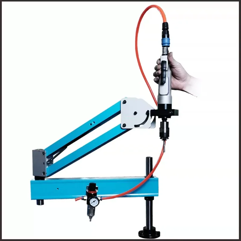 Pneumatic tapping machine, tapping machine, swing arm, automatic motor, tap, thread feed, thread alignment, high-power clamping