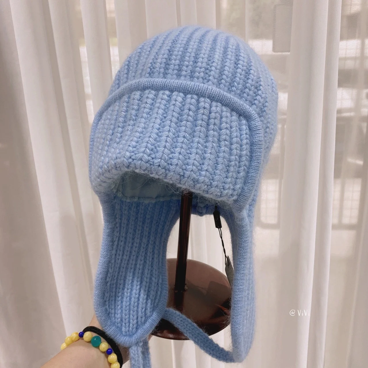 Russian Velvet Soft Waxy Skin-friendly Wool Hat Winter Ear Protection Warm Rabbit Hair Knitted Hat Strap All-match Lei Feng Hat