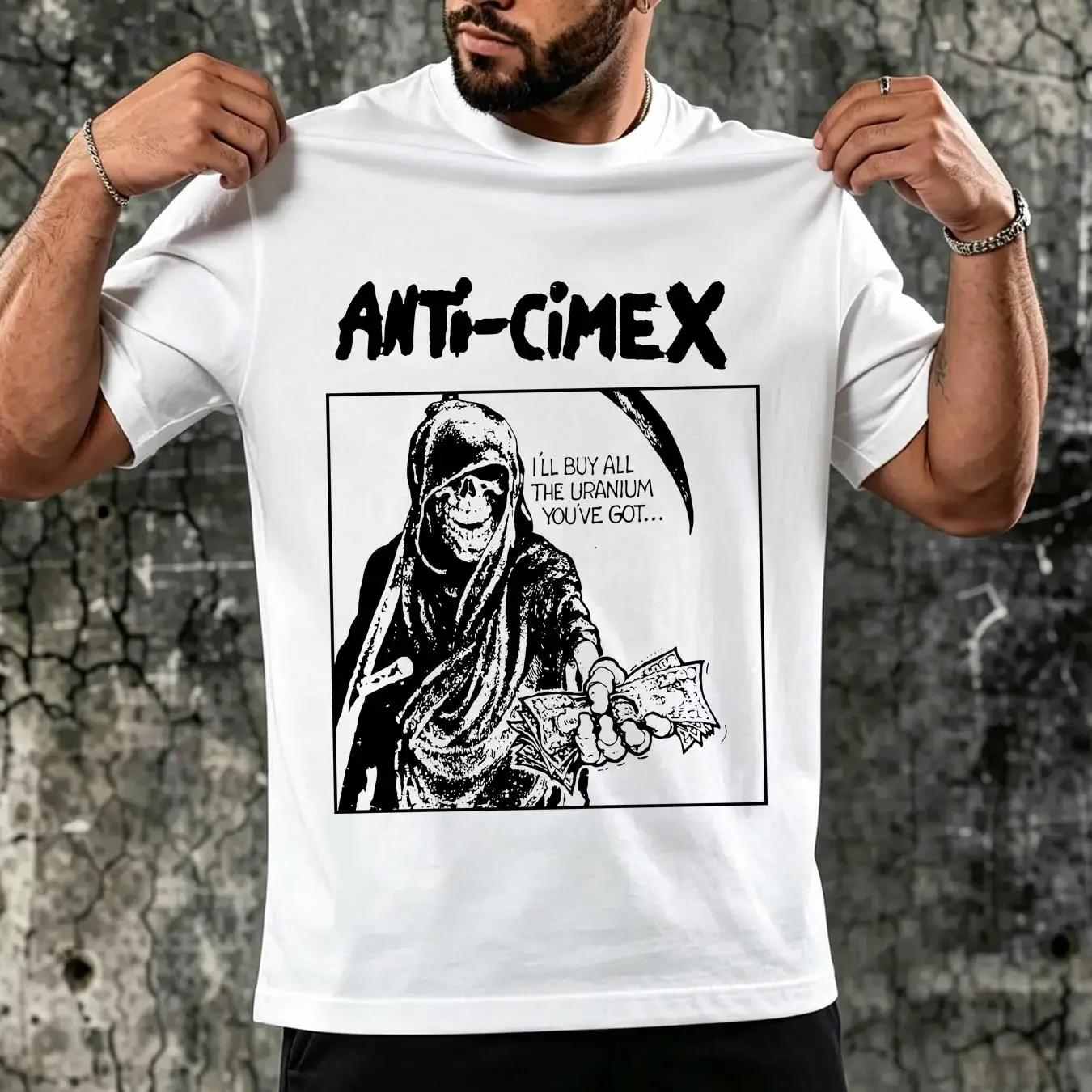 washed T Shirt Anti Cimex Uranium Reaper Men s Large L D beat Punk Swedish Death Metal long or short sleeves vintage Washed