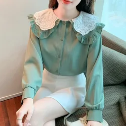 2024 Spring and Autumn New Elegant Women's Chiffon Shirt Fashion Long Sleeve Shirt Women's Inner Base Shirt Loose Blouse