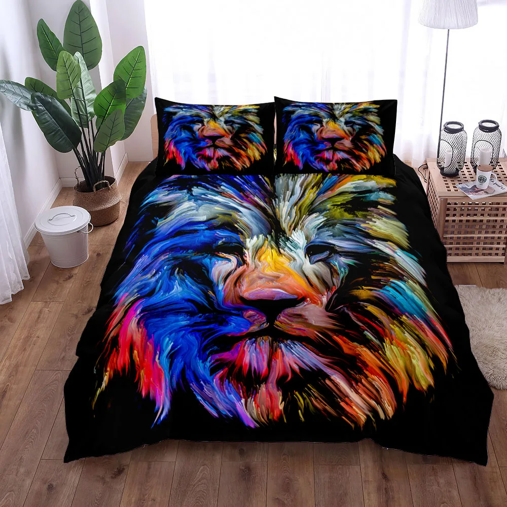 Galaxy Lion 3D Duvet Cover Set EU Single Double King US Twin Full Queen King green lantern Bed Linen Set