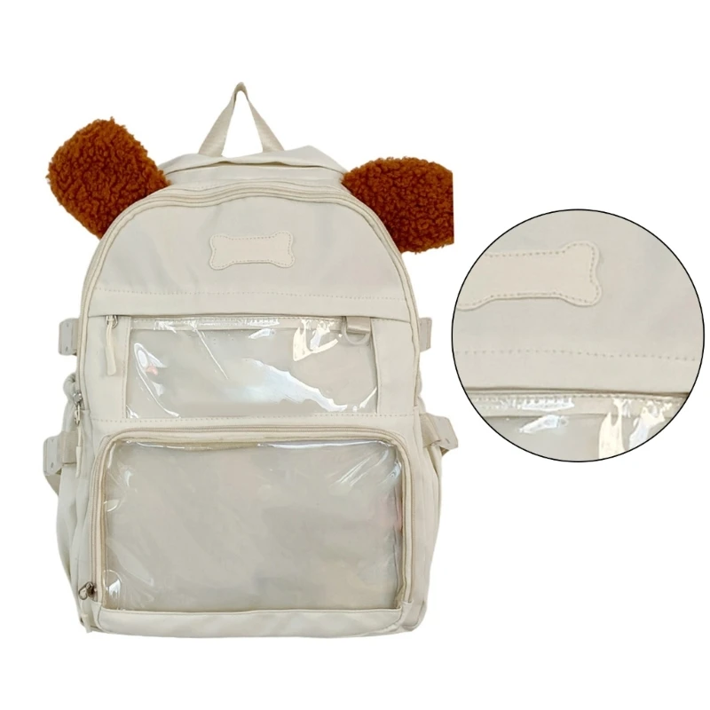 Mochila transparente con estampado perro único, bolso escolar capacidad, mochila informal, bolsas para libros para