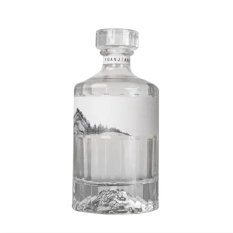 500ml Liquor  Empty  One Pound Thickened Transparent Sealed Transparent Glass  Whiskey  Vodka Bottle