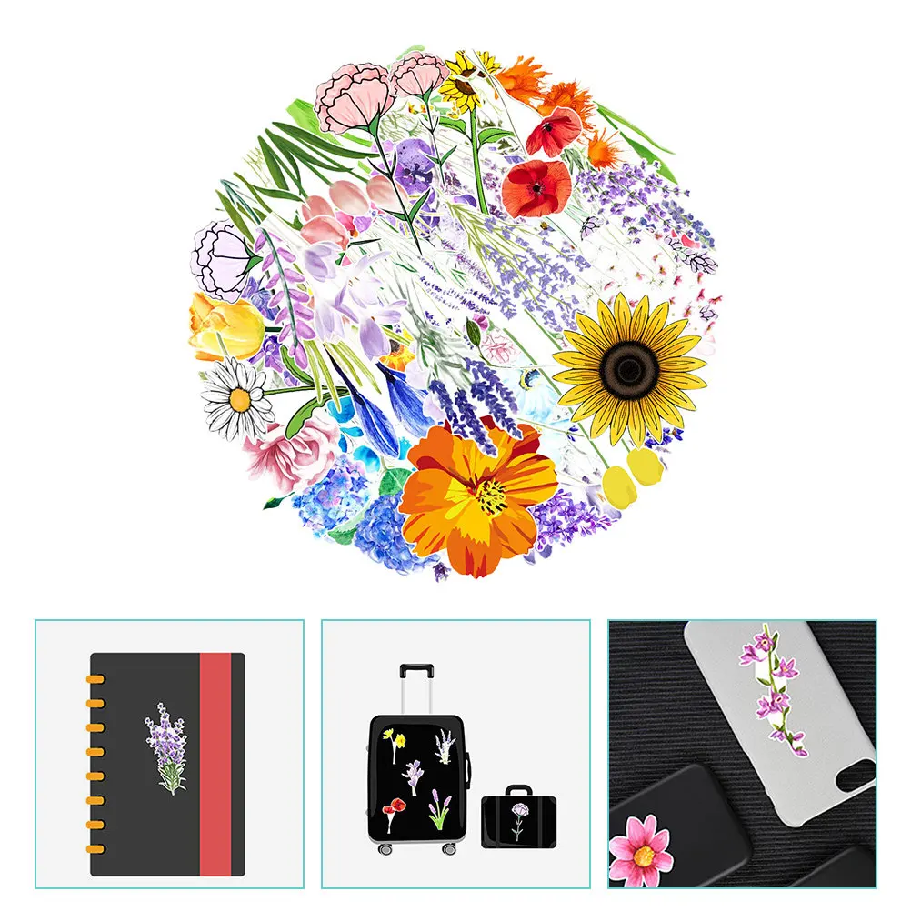 150pcs Flower Waterproof Stickers For Water Bottles For Laptop Guitar Water Bottle Suitcase Journaling Decoration Pvc Stickers