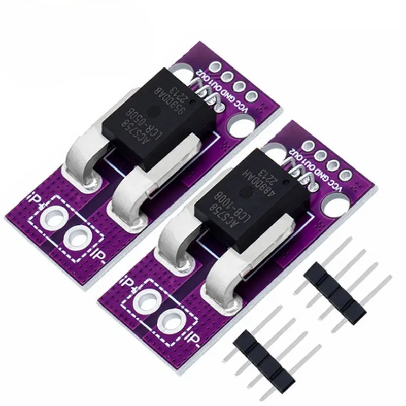 50A 100A 200A Hall Current Sensor Module Linear Analog AC DC 3.3V-5V ACS758 ACS758LCB-050B 100B 200B-PFF-T RC Model Connector