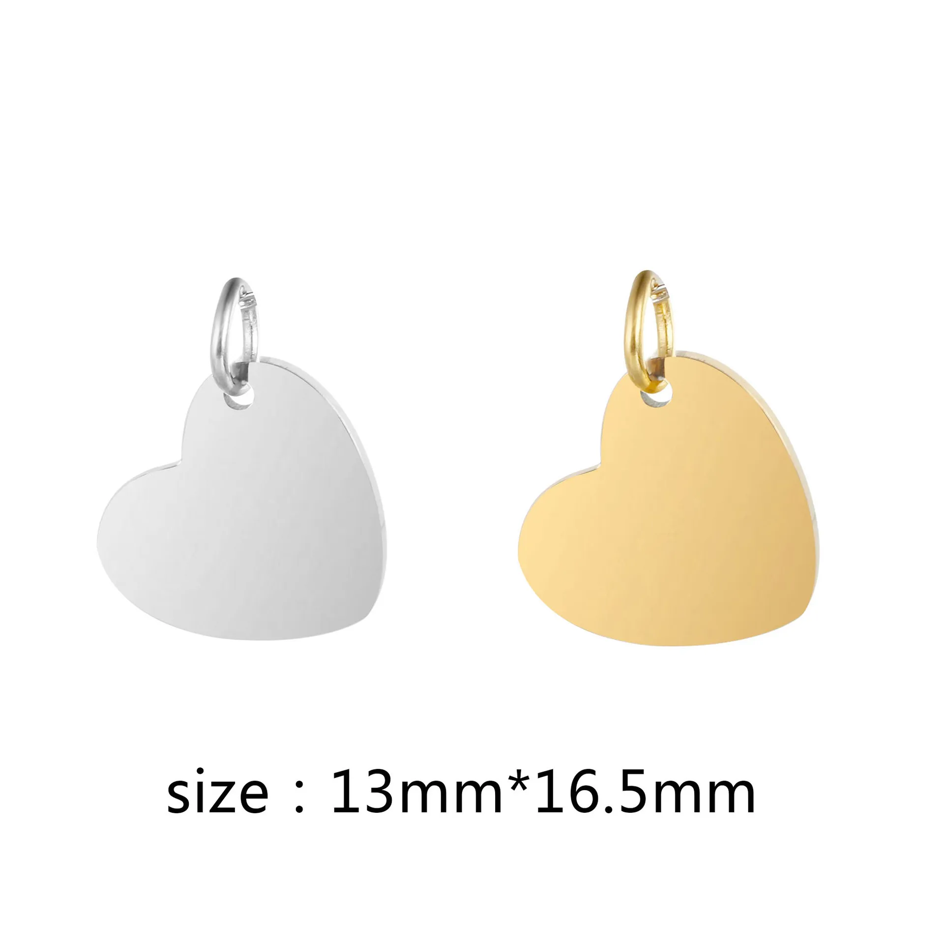 DOOYIO 5pcs/Lot Stainless Steel Mirror Polished Love Heart Tag Charm Pendant for Bracelet Necklace DIY Jewelry Making Accessorie