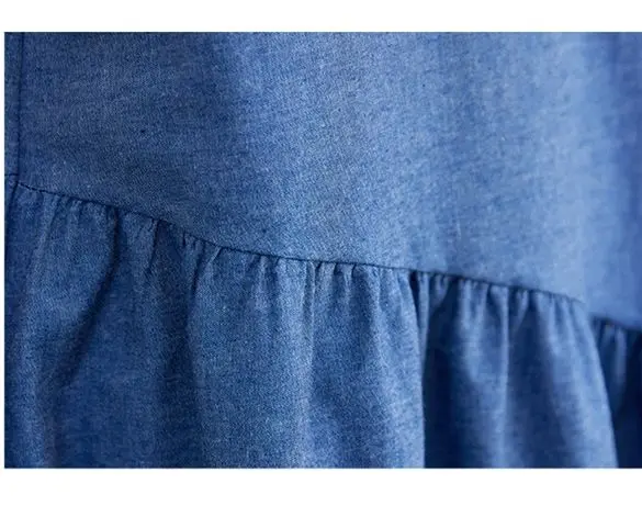 Ultra-loose  2023 New Women's SummeBlue Denim Dress Slim In Literary Temperament Soft Dress Comfortable In Ruffled Dress Female image 6