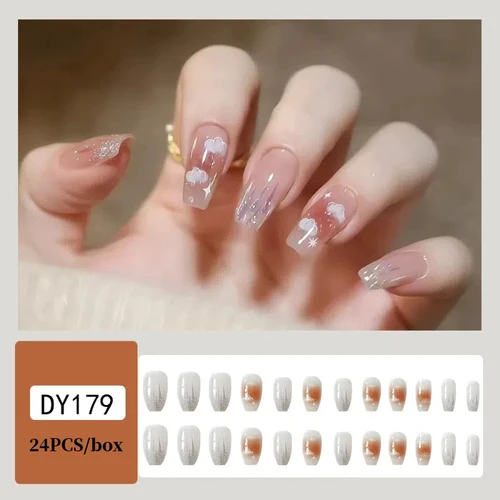 Imagen 2 del producto 24/30 Uds. De uñas postizas bonitas y juguetonas, diseño francés, prensa fresca y energética en uñas postizas extraíbles