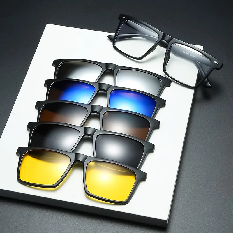 VCKA Reading Prescription Glasses Men Retro Optical Square Eyeglasses Women Polarized Magnet Clip on Sunglasses  +1.0~+4.0