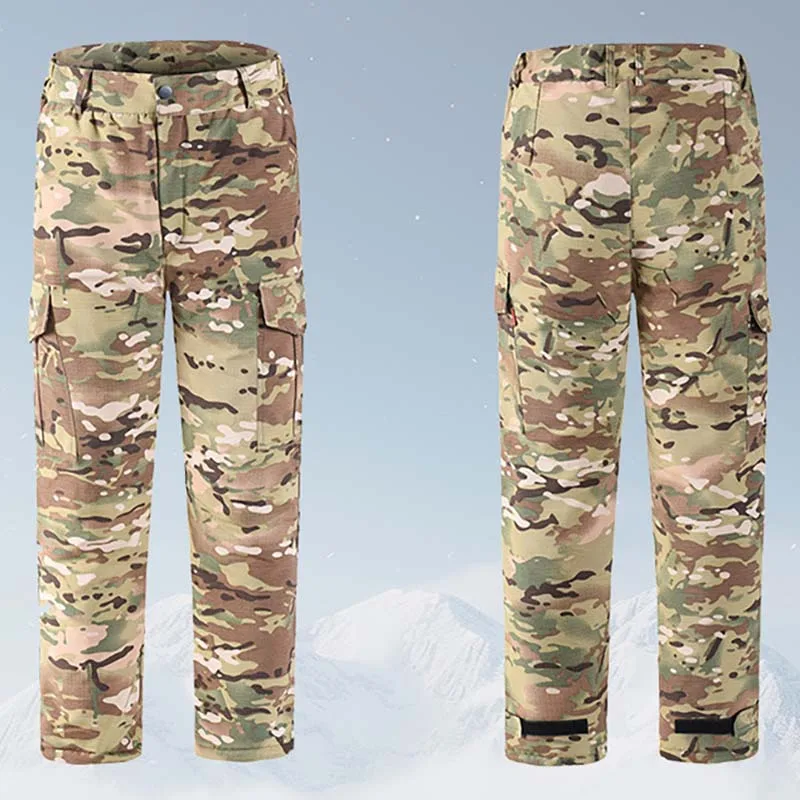 

New Winter Padded Trousers Cargo Pants Men Warm Keep Casual Multi-pocket Men Winter Combat Camo Tactical Work Pant Male Clothing