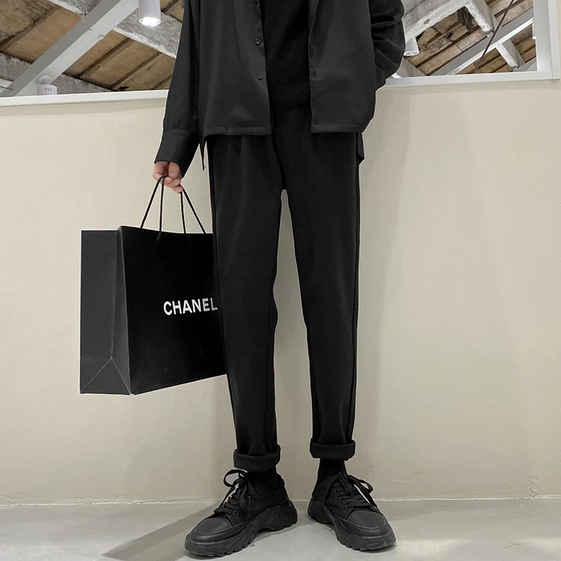 

Bla Slim Fit Woolen Pants for Men High Street Sle Spring Autumn Boots Match Straight Tube Trousers Faionable Cas...