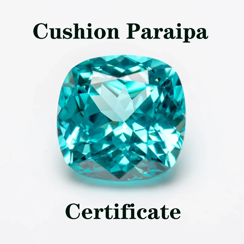Lab Grown Paraiba Cushion Cut Charms GemstoneExtremely Shiny Quality DIY Ring Necklace Earrings Main Materials Certificate