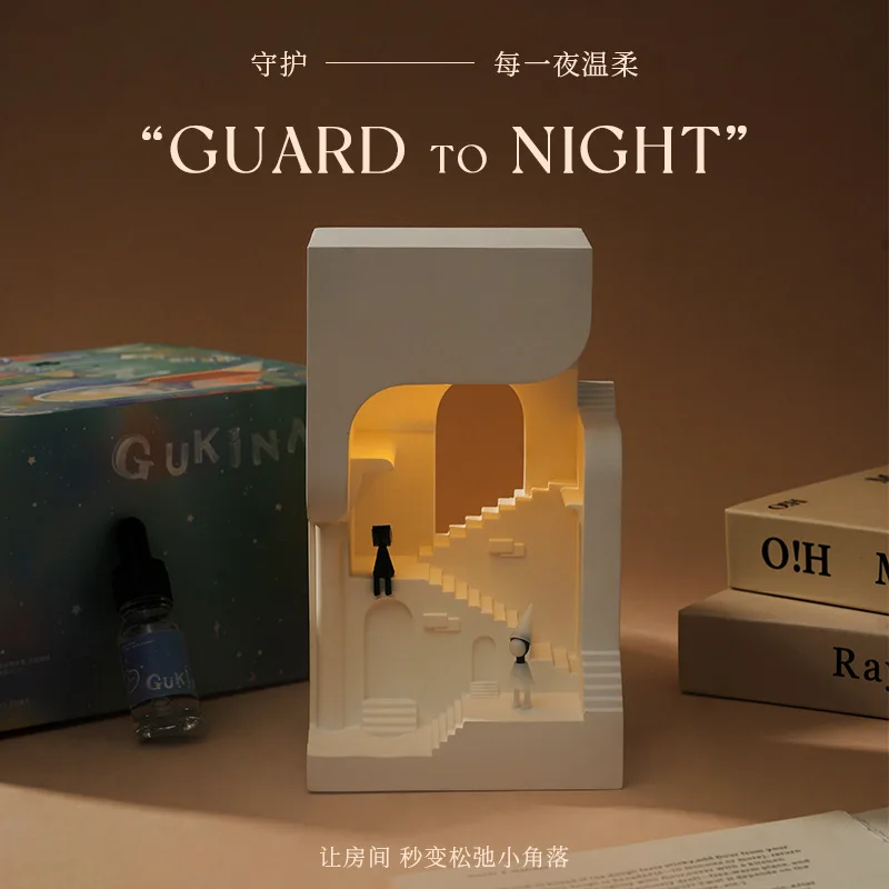 Monument Valley Shape Aroma Stone Diffuser With Night Light Creative Home Decor Ornament Luxury Fragrance Gift Box Birthday New