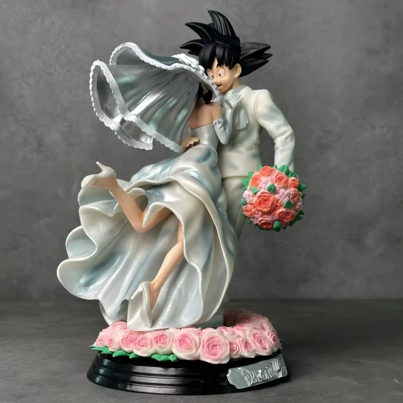Dragon Ball Z Son Goku & Chichi Hochzeitsversion 31cm PVC-Actionfigur Sammlerstück Modell Spielzeug Paar-Statue Ornament Hochzeitsgeschenk
