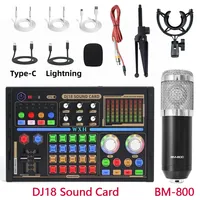 DJ18 Sound Card Studio Mixer Singing Noise Reduction BM800 Microphone Voice Live Streaming Exclusive Set Phone Computer Record