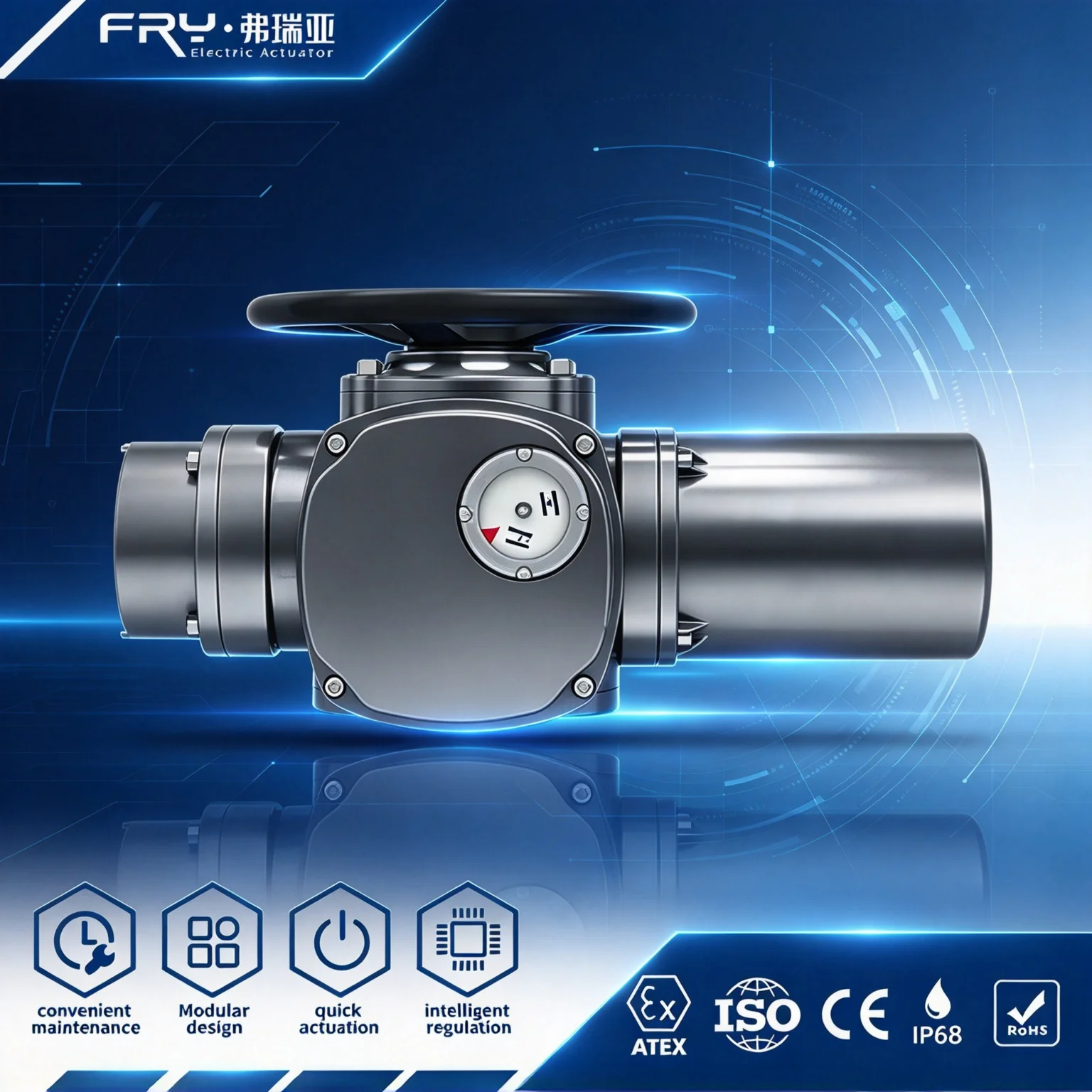 Multi Turn On-Off Electric Motor Valve Actuator With IP68 ATEX Certified For Industrial Globe And Gate Valve Control