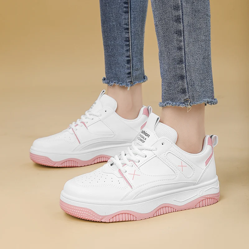 Sneakers bianche per ragazze studenti piattaforma scarpe grosse scarpe da Tennis Casual da donna carine traspiranti