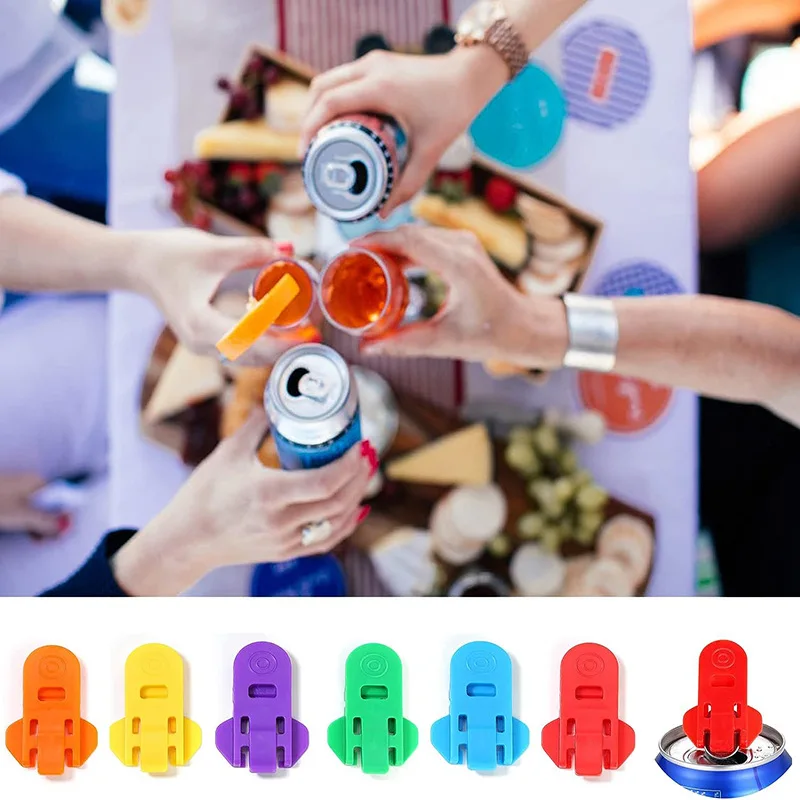 6pc Random Color Manual Easy Can Opener Handheld For Pop Up Cola Beer Soda Beverage Aluminum Beverage Can Top Ring Bottle Opener