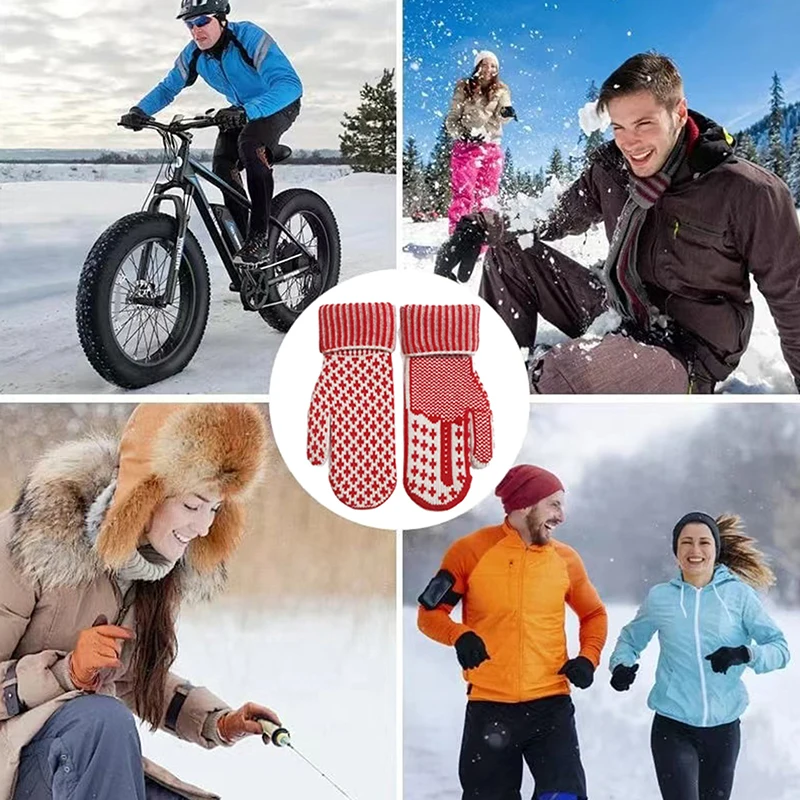 

Men's Women's Winter Knitted Gloves, Hidden Mittens for Touchscreen, Thermal for Skiing, Cycling & Outdoor