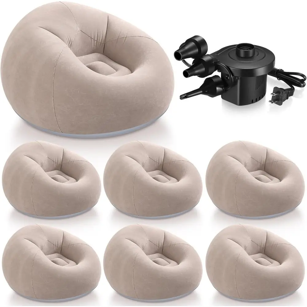 

6 Pcs Iatable Bean Bag Chairs or Adults with Electric Air Pump, Blow up Couch olding Portable Iatable Couch Lazy Soa or Outdoor