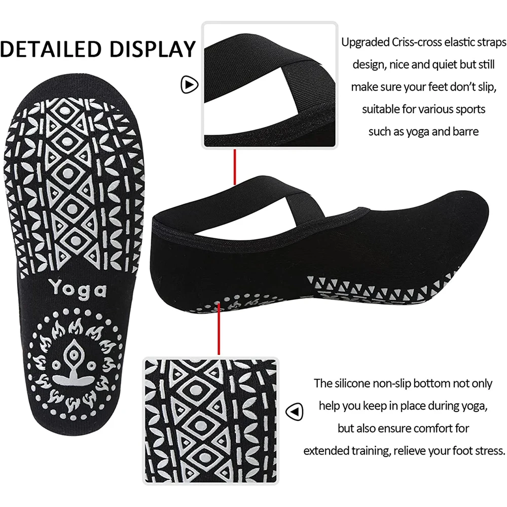Women High Quality Breathable Yoga Socks Silicone Non-Slip Bandage Pilates Sock Ladies Ballet Dance Fitness Workout Cotton Socks image 3