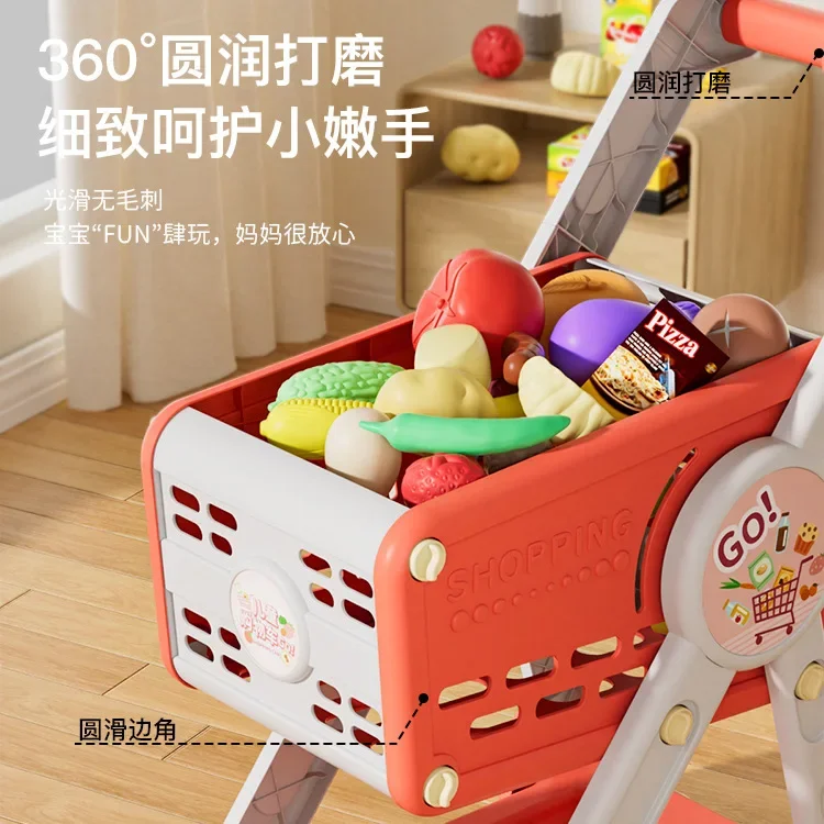 Children's shopping cart, toys, baby, boys, girls, simulated supermarket, trolley, playing home, cutting fruits