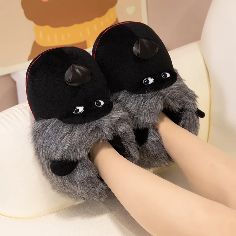 TreasuringU 2026 جديد الكرتون القرد نعال قماش لطيف الحيوانات محشوة أحذية النساء الرجال داخلي أحذية مريحة هدية الكريسماس #6