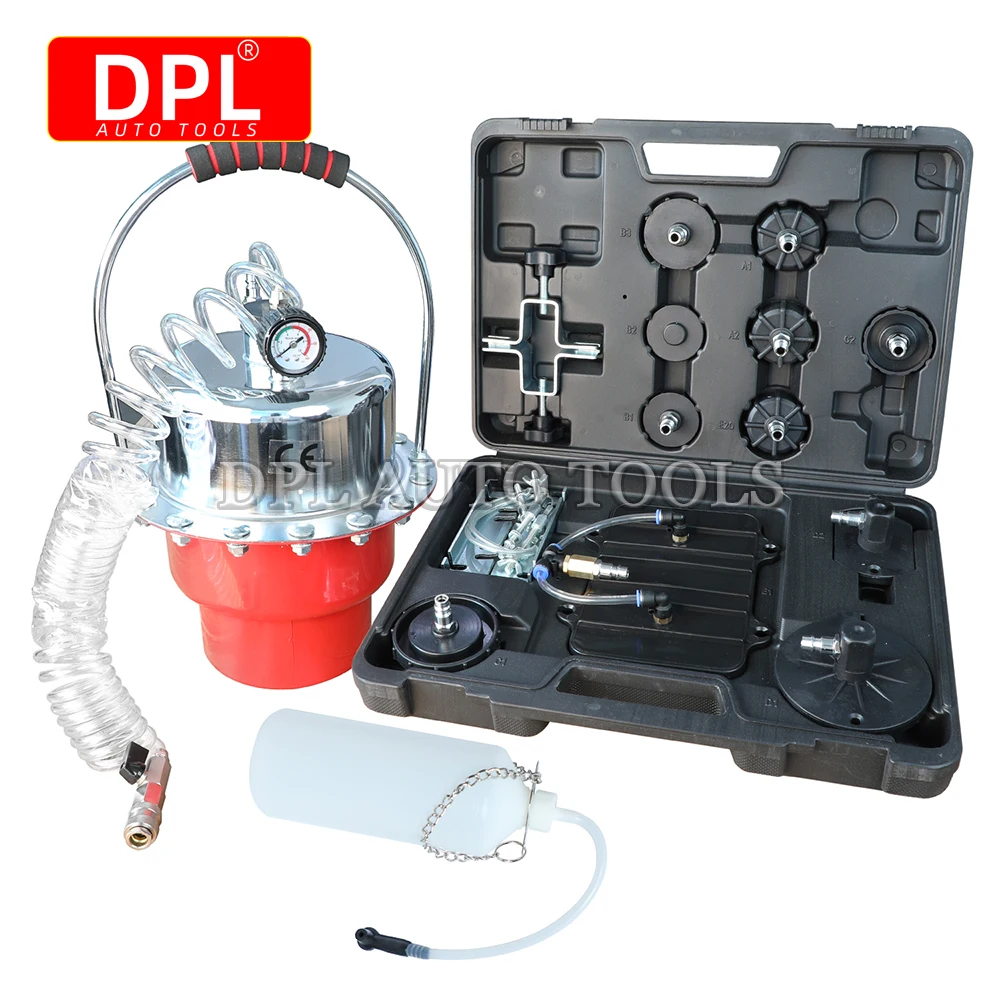 Portable Pneumatic Air Pressure Brake Tool Kit Clutch Brake Bleeder Valve System Kit Clutch Bleeder Tool Adaptors