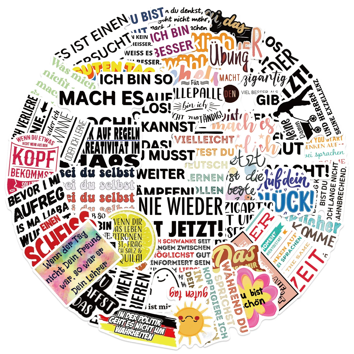 

10/30/50PCS Inspirational German Cartoon Creative Decorative Stickers Graffiti Waterproof Decal Kids Toy DIY Refrigerator Diary