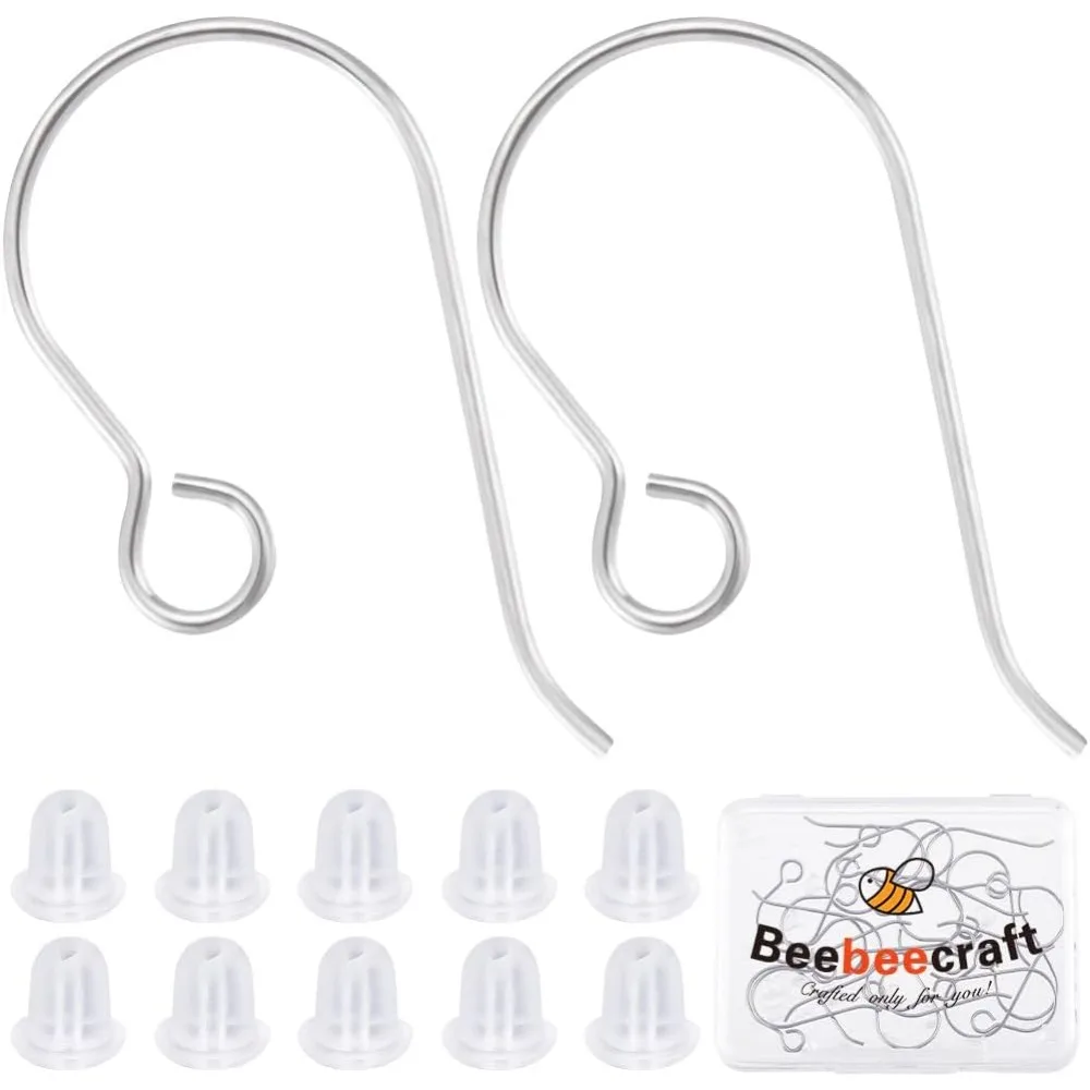 

1 коробка, 20 шт., серьги из чистого титана, рыболовные крючки, серебряные крючки для сережек для самостоятельного изготовления ювелирных изделий (21 калибра), набор для изготовления