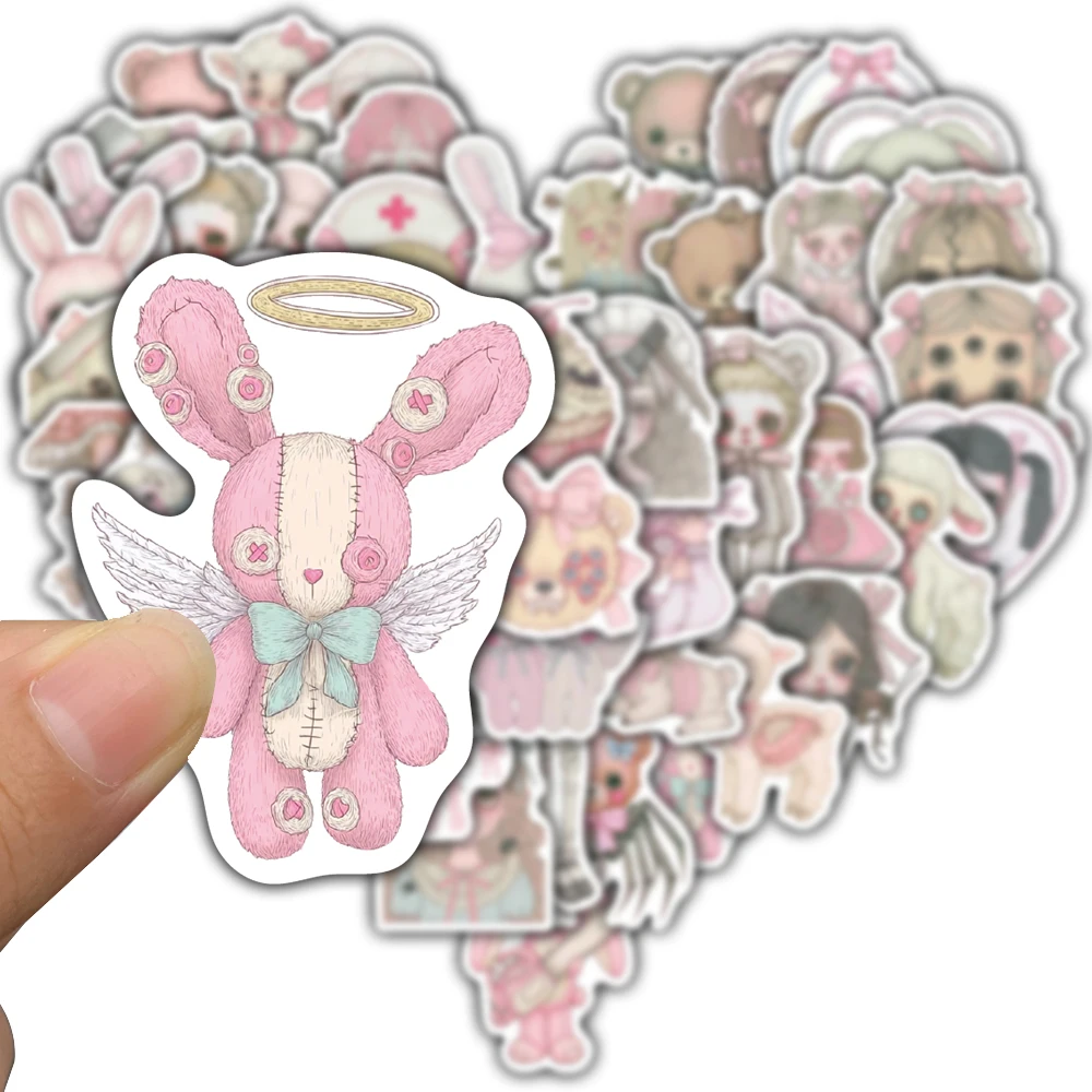 50PCS Pink Creepy Stickers For Notebook Waterproof Bicycle Motorcycle Water  Luggage PVC Classic Decal Laptop Sticker