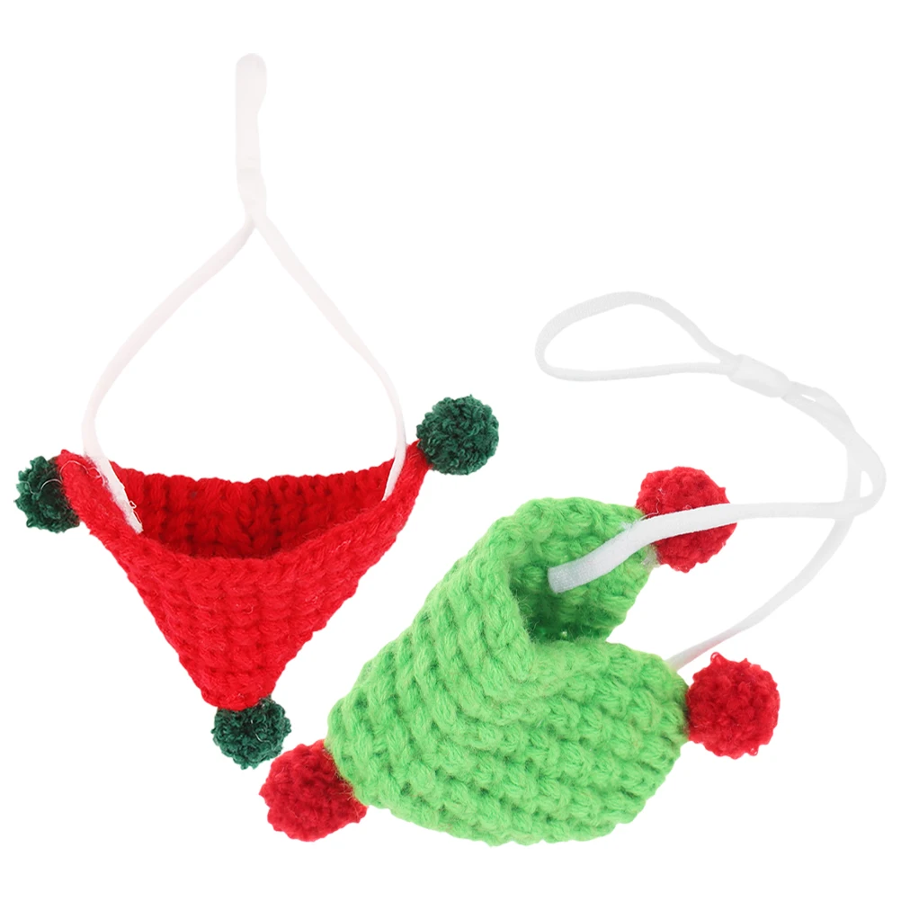 

2pcs Pet Decorative Hats Soft Knitted Guinea Pig Bunny Hamster Hats Holiday Costume Headwear for Small Pets Colorful Mini