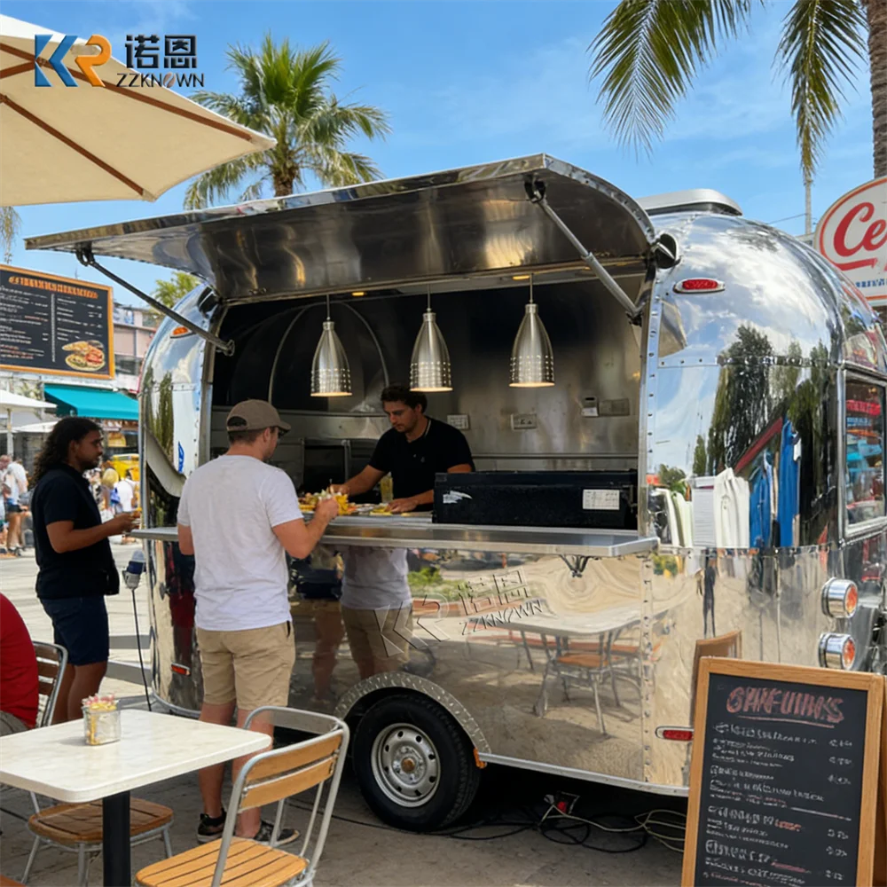 Custom Concession Food Trailer Mobile Boba Tea Pizza Fried Chicken Pizza Ice Cream Trailer Street Snack Food Truck With Kitchen