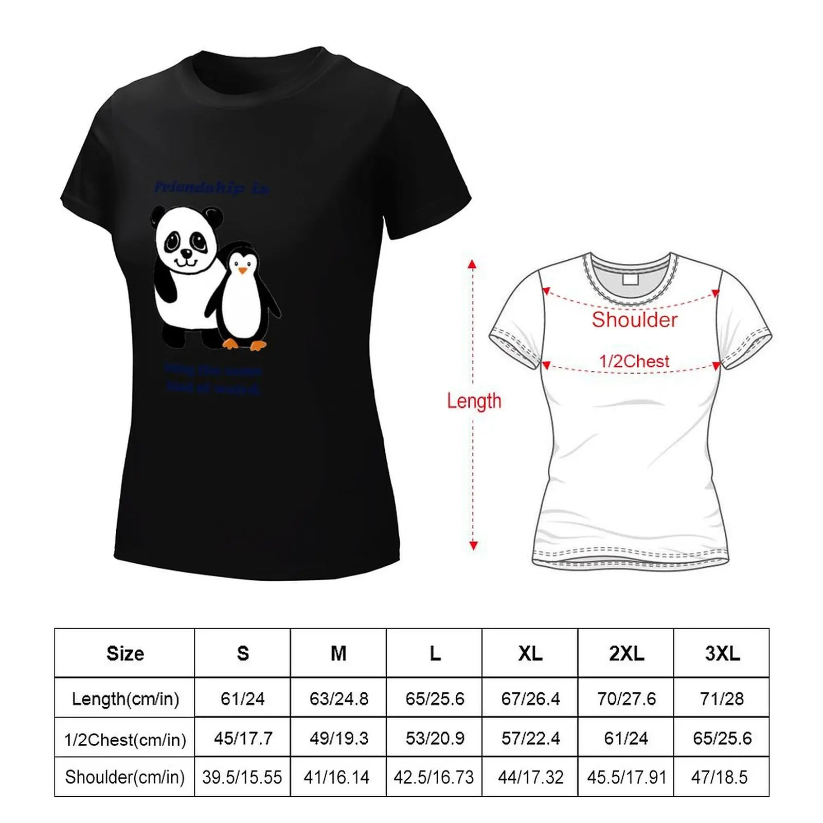 Frienship, Penguin and Panda T-Shirt summer top Female clothing t-shirt dress for Women sexy