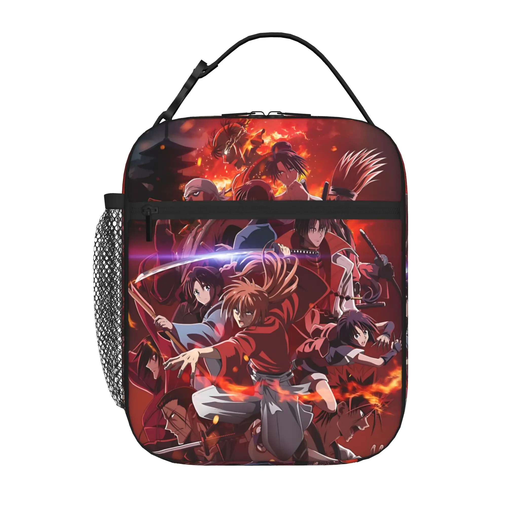 1 Piece Zipper Closure Fire Storage Bag Pocket R-Rurouni KenshinS  School Lunch Food Box Reusable For Lunch Food Bag