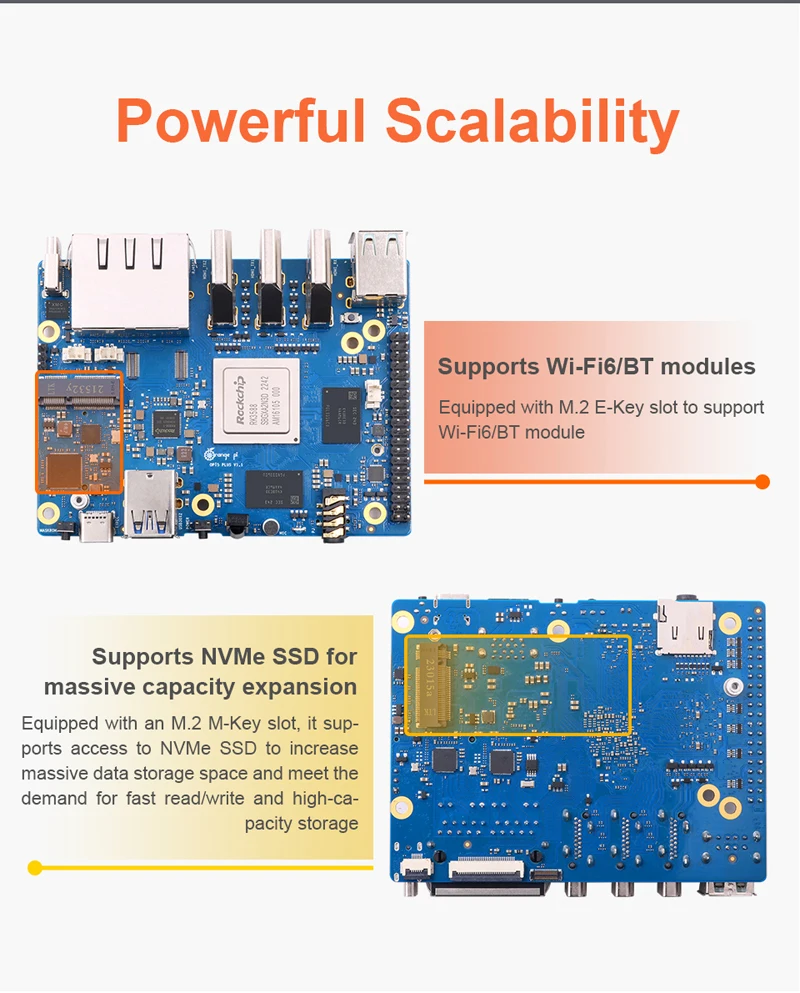 

Orange Pi 5 Plus 4GB 8GB 16GB RAM RK3588 Rockchip 8-Core 64-Bit 2.5G Dual Ethernet Optional For Orange Pi 5 Plus