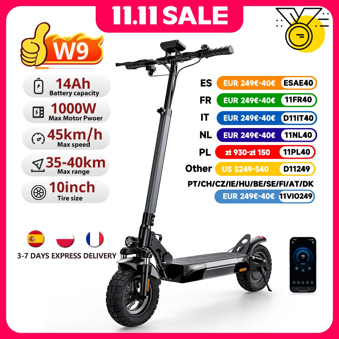 W9 elektromos roller 1000W 10 hüvelyk