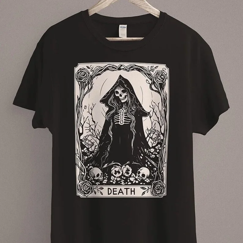 الموت التارو تي شيرت الساحرة الجمالية فستان لينة القوطية فستان الظلام التعلم عفريت الصوفي قميص الصوفي الساحرة القمم ملابس الشارع